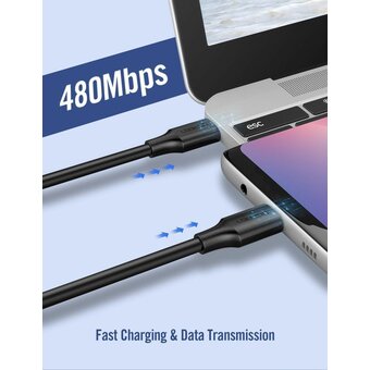  Кабель UGREEN US286 (60788) USB-C 2.0 Male To USB-C 2.0 Male 3A Data Cable 3m Black 