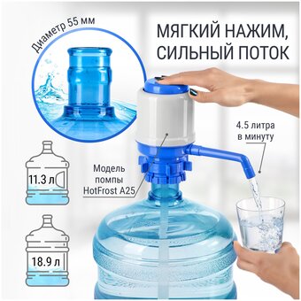  Помпа Hotfrost A25 (230402502) для 19л бутыли механический серый/синий картон 
