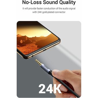  Кабель UGREEN AV183 20497 3.5mm Male to Male 4-Pole Microphone Audio Cable 1.5m Black 