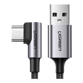  Кабель UGREEN US284 50942 Angled USB-C Male To USB2.0 A Male 3A Data Cable 90°Angle 2m Space Gray 