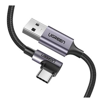  Кабель UGREEN US284 50942 Angled USB-C Male To USB2.0 A Male 3A Data Cable 90°Angle 2m Space Gray 