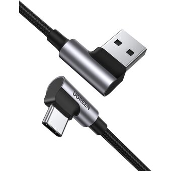  Кабель UGREEN US176 20857 Right Angle USB-A to USB-C Cable 2m Space Gray 