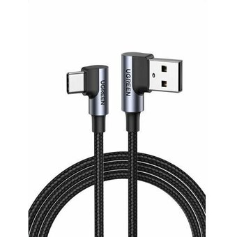  Кабель UGREEN US176 20857 Right Angle USB-A to USB-C Cable 2m Space Gray 