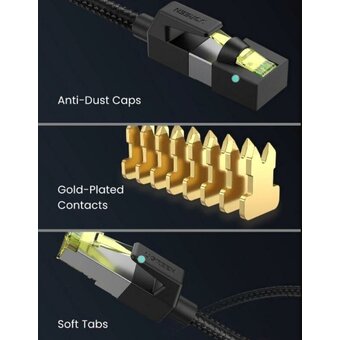  Кабель UGREEN NW150 80425 CAT7 Shielded Round Cable with Braided Modular Plugs 5m 