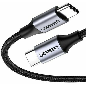  Кабель UGREEN US261 50152 USB 2.0 C M/M Round Cable Nickel Plating Aluminum Shell 2m Gray/Black 