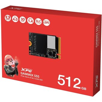  SSD ADATA XPG Gammix S55 (SGAMMIXS55-512G-C) M.2 2230 512GB PCIe Gen4x4 with NVMe 5000/3000, 3D ТLC Nand, 230TBW 
