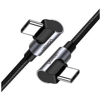  Кабель UGREEN US323 70529 Angled USB-C Cable Aluminum Case with Braided 1m Black 