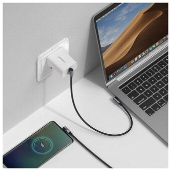  Кабель UGREEN US323 70529 Angled USB-C Cable Aluminum Case with Braided 1m Black 