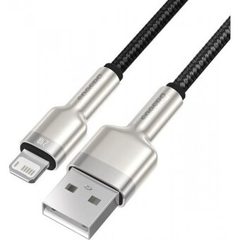  Дата-кабель Baseus Cafule (CALJK-B01) Metal USB to IP 2.4A 2m Black 