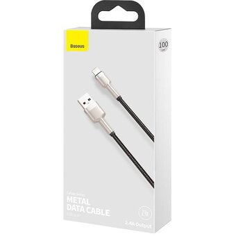  Дата-кабель Baseus Cafule (CALJK-B01) Metal USB to IP 2.4A 2m Black 