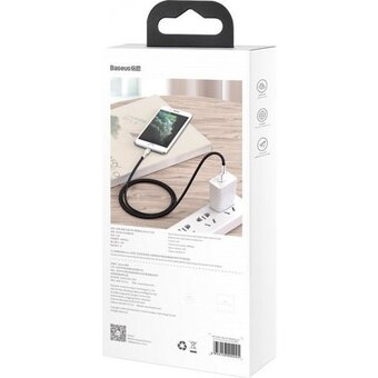  Дата-кабель Baseus Cafule (CALJK-B01) Metal USB to IP 2.4A 2m Black 