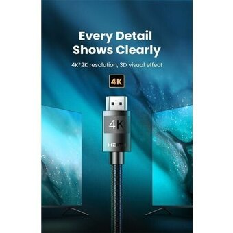  Кабель UGREEN HD119 40101 4K HDMI Cable Male to Male Braided 2m Black 