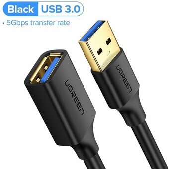  Кабель UGREEN US129 30127 USB 3.0 Extension Male Cable 3m Black 