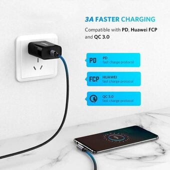  Кабель UGREEN US255 50122 USB-C 2.0 Male to Angled 90° USB-C 2.0 Male 3A Data Cablel 0.5m Gray Black 