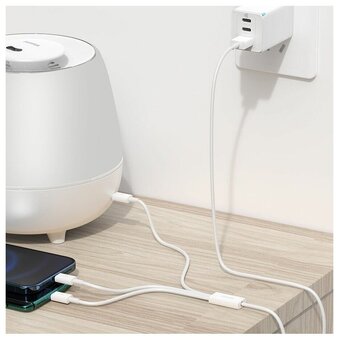  Дата-кабель Baseus Superior CAMLTYS-02 (BAS-CAMLTYS-02-WT) с функцией быстрой зарядки USB на M+L+C 3.5A 1.5м, белый 