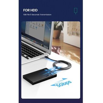  Кабель UGREEN US184 20884 USB 3.0 A Male to Type C Male Cable Nickel Plating 2m Black 