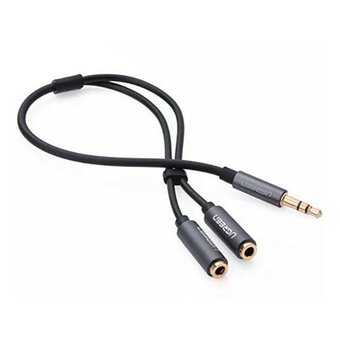  Кабель UGREEN AV123 10532 3.5mm Aux Stereo Audio Splitter Cable with Braid 20cm Black 