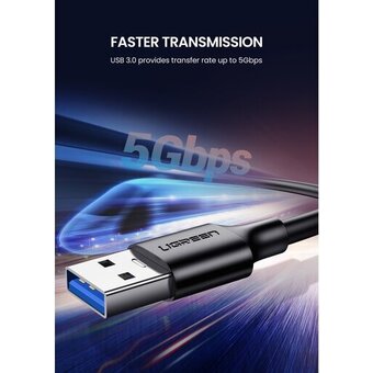  Кабель UGREEN US184 20884 USB 3.0 A Male to Type C Male Cable Nickel Plating 2m Black 
