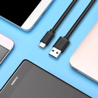 Кабель UGREEN US184 20884 USB 3.0 A Male to Type C Male Cable Nickel Plating 2m Black 