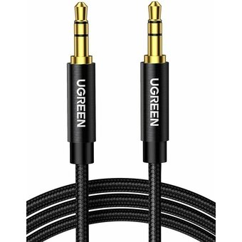  Кабель UGREEN AV112 50363 3.5mm Male to 3.5mm Male Cable Gold Plated Metal Case with Braid 2m Black 