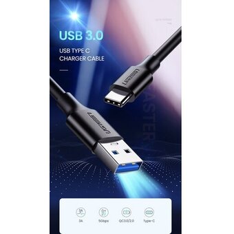  Кабель UGREEN US184 20884 USB 3.0 A Male to Type C Male Cable Nickel Plating 2m Black 