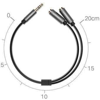  Кабель UGREEN AV123 10532 3.5mm Aux Stereo Audio Splitter Cable with Braid 20cm Black 