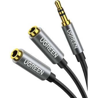  Кабель UGREEN AV123 10532 3.5mm Aux Stereo Audio Splitter Cable with Braid 20cm Black 