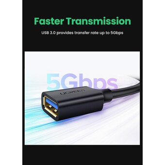  Кабель UGREEN US129 30127 USB 3.0 Extension Male Cable 3m Black 