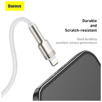  Дата-кабель Baseus Cafule (CALJK-A02) Metal USB to IP 2.4A 1m White 