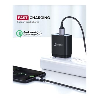  Кабель UGREEN US290 60147 USB 2.0 A to Micro USB Cable Nickel Plating Alu Braid 1,5m Grey/Black 