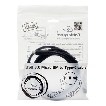  Кабель Cablexpert CCP-USB3-mBMCM-6 USB3.0 microBM/USB3.1TypeC 1.8м 