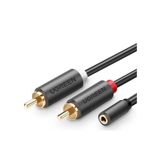  Кабель UGREEN AV102 10588 3.5mm Female to 2 RCA Male Audio Cable 1m Gray 