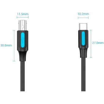  Кабель Vention CQUBH USB 2.0 Type C M/BM 2м 