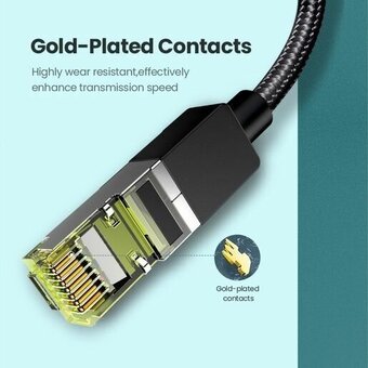  Кабель UGREEN NW150 80424 CAT7 Shielded Round Cable with Braided Modular Plugs 3m Black 