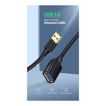  Кабель UGREEN US129 10373 USB 3.0 Extension Male Cable 2m Black 