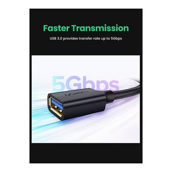  Кабель UGREEN US129 10373 USB 3.0 Extension Male Cable 2m Black 