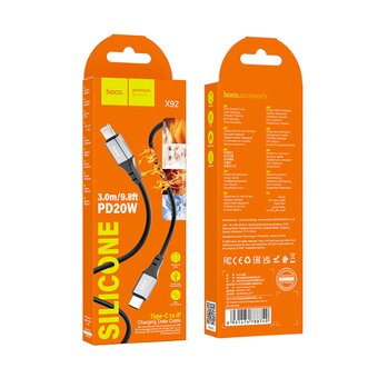  Дата-кабель HOCO X92 Honest PD silicone charging data cable Type C for iP 3м черный 