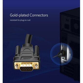  Кабель UGREEN VG101 11631 VGA Male to Male Cable 3m Black 