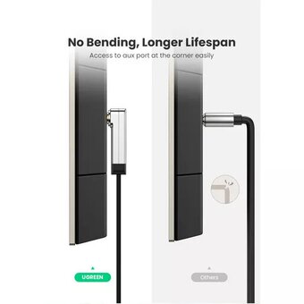  Кабель UGREEN AV119 10729 3.5mm Male to 3.5mm Male Straigth to angle flat Cable 5m Black 