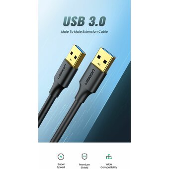  Кабель UGREEN US128 10370 USB-A 3.0 Male to Male Cable 1m Black 