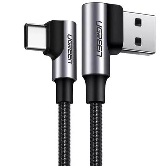  Кабель UGREEN US176 (20855) Right Angle USB-A to USB-C Cable 0.5m Black 