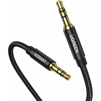  Кабель UGREEN AV112 50361 3.5mm Male to 3.5mm Male Cable Gold Plated Metal Case with Braid 1m Black 