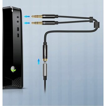  Кабель UGREEN AV140 20899 Dual 3.5mm Male To 3.5mm Female Audio Cable Aluminum Case Black 