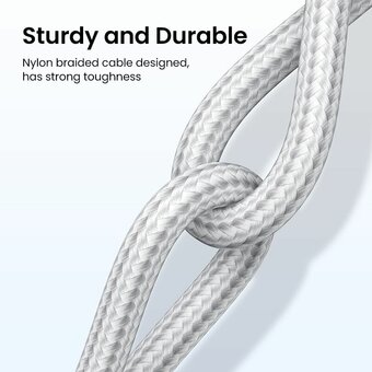  Кабель UGREEN US288 60132 USB-A 2.0 to USB-C Cable Nickel Plating Aluminum Braid 1.5m Silver 