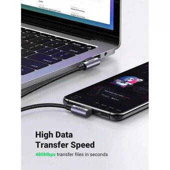  Кабель UGREEN US176 (20855) Right Angle USB-A to USB-C Cable 0.5m Black 