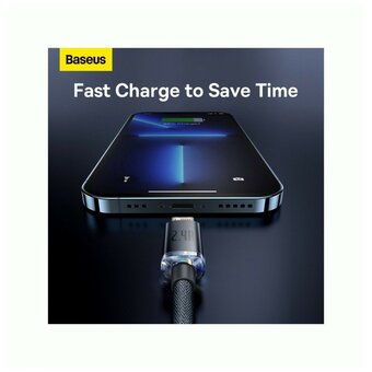 Дата-кабель Baseus Crystal Shine (CAJY000001) Fast Charging USB to iP 2.4A 1.2m Black 