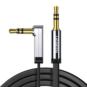  Кабель UGREEN AV119 10729 3.5mm Male to 3.5mm Male Straigth to angle flat Cable 5m Black 