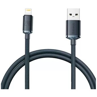  Дата-кабель Baseus Crystal Shine (CAJY000001) Fast Charging USB to iP 2.4A 1.2m Black 