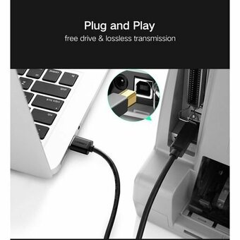  Кабель UGREEN US210 10372 USB 3.0 AM to BM Print Cable 2m Black 