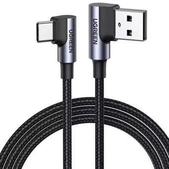  Кабель UGREEN US176 (20855) Right Angle USB-A to USB-C Cable 0.5m Black 
